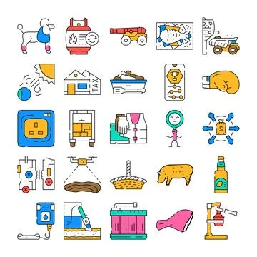 Collection of miscellaneous object features and concepts Stock Illustration
