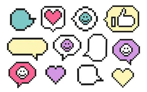 Collection of mixed pixelated speech bubble Stock Illustration
