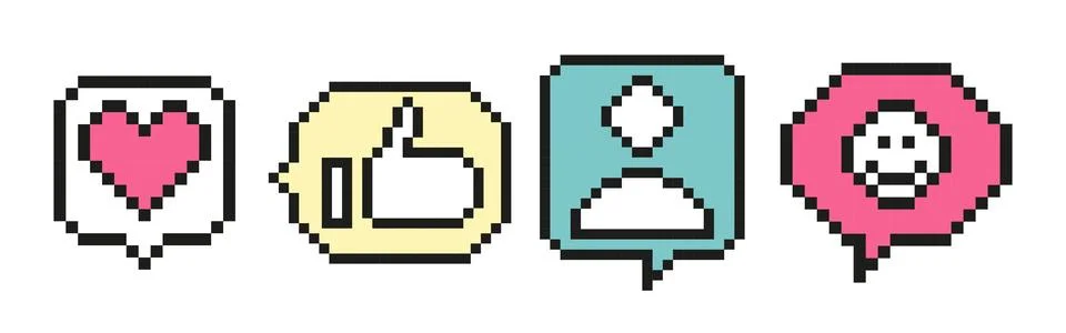 Collection of mixed pixelated speech bubble Stock Illustration