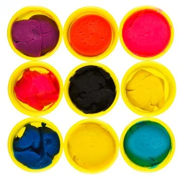 Collection of modelling clay isolated Stock Photos