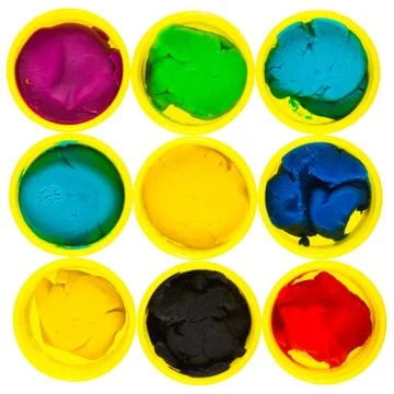 Collection of modelling clay isolated Stock Photos