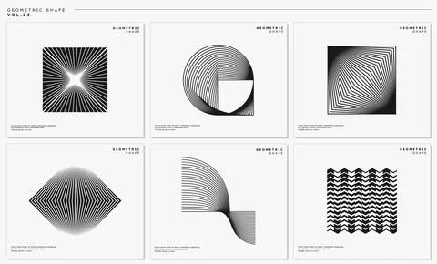 Collection of modern abstract basic shape logo design template. Blend line logo. Stock Illustration