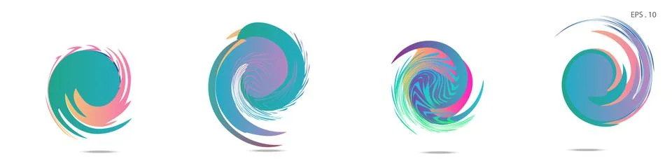 Collection of modern abstract graphic elements. Vortex vector background. Tem Illustrazione stock