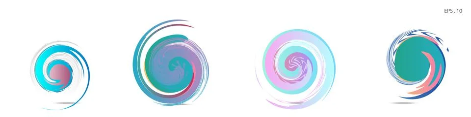 Collection of modern abstract graphic elements. Vortex vector background. Tem Illustrazione stock