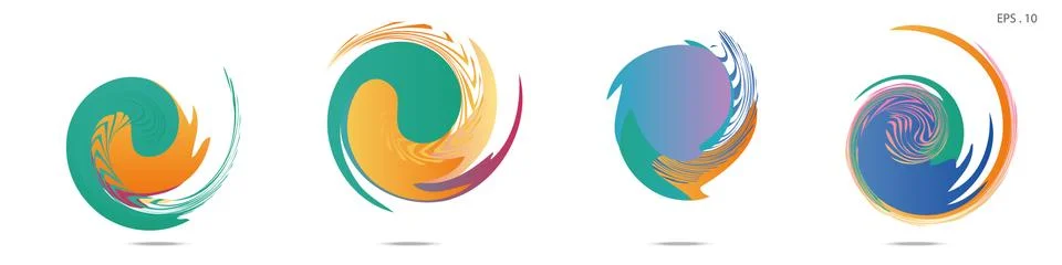 Collection of modern abstract graphic elements. Vortex vector background. Tem 스톡 일러스트
