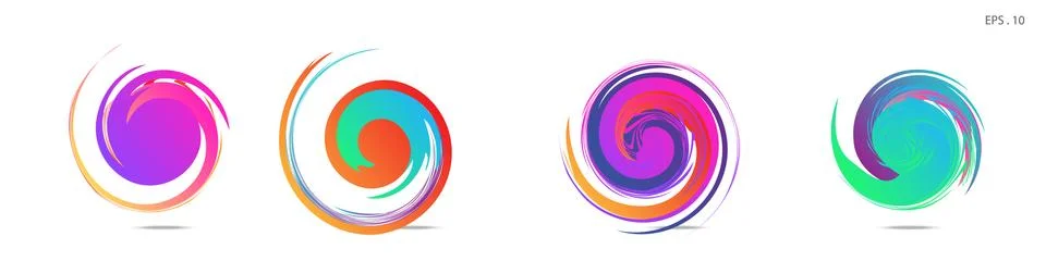 Collection of modern abstract graphic elements. Vortex vector background. Tem Illustrazione stock