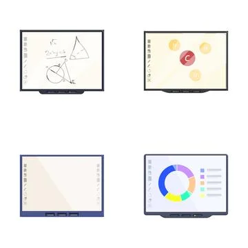 Collection of modern computer monitors with various interfaces Stock Illustration