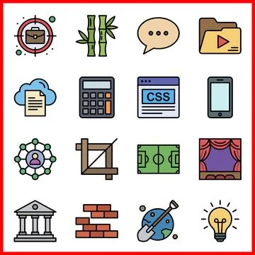 Collection of Modern Flat Icons Representing Various Concepts. Stock Illustration