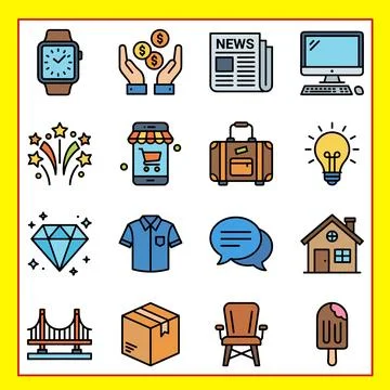 Collection of Modern Flat Icons Representing Various Concepts. イラスト素材
