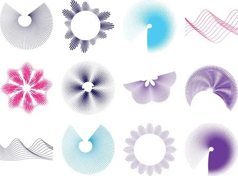 Collection of modern graphic design elements with abstract shapes and patte.. Stock Illustration