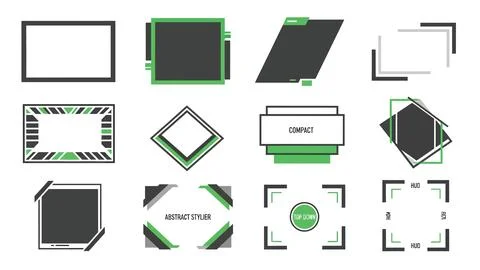 Collection of modern hud border frame designs for digital interface. イラスト素材