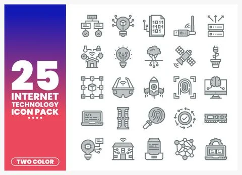 A collection of modern. two-color internet and technology icons. Various di.. Stock-Illustration