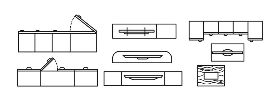 Collection of modular storage and cabinet designs Stock Illustration