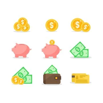 Collection of Money Management Element Stock Illustration