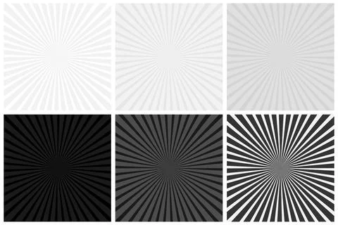 Collection of monochrome abstract explosion striped backgrounds. Vector radia Illustrazione stock