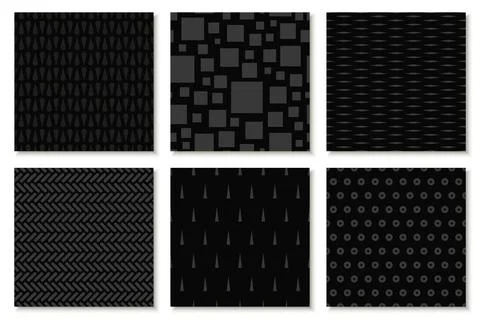 Collection of monochrome geometric seamless patterns. Black trendy repeatable 库存插图