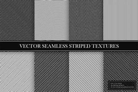 Collection of monochrome seamless striped patterns. Black and white wave and Stock Illustration
