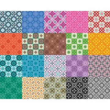Collection of moroccan mosaic seamless patterns Stock Illustration