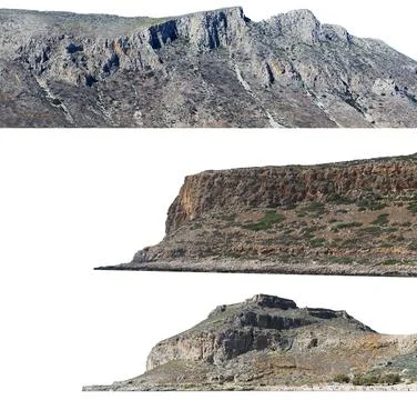 Collection of mountain isolate on white background. Stock Photos