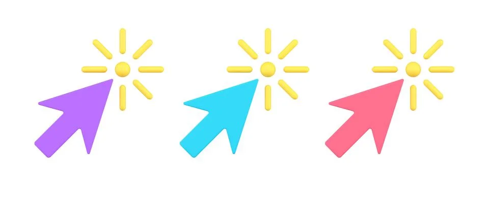 Collection multicolored arrow cursor click mouse link isometric 3d icon vecto 스톡 일러스트