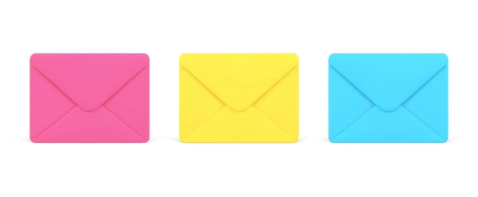 Collection multicolored closed envelope postal cyberspace notification 3d ico Stock Illustration