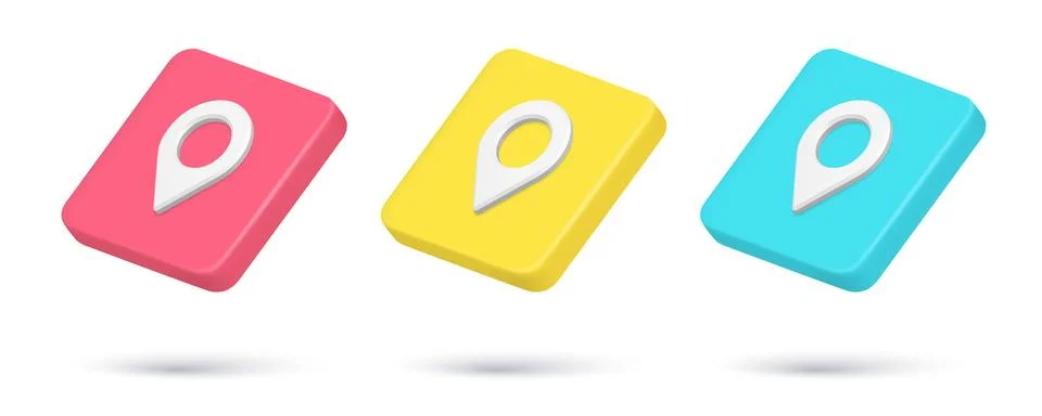 Collection multicolored map pin location pointer quick tips 3d icon vector .. Illustrazione stock