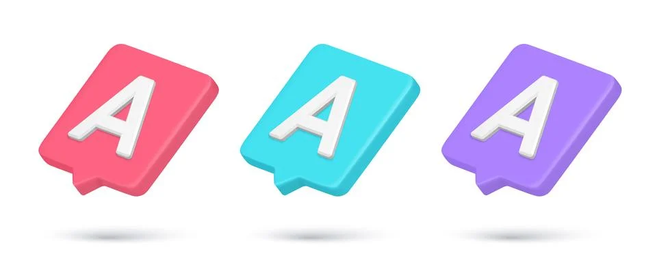 Collection multicolored quick tips A letter internet notification for text ty Stock Illustration