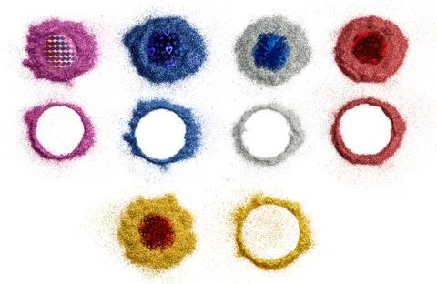 A collection of multicolored sparkles with empty space and a holographic Stock Photos
