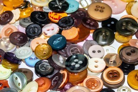 A Collection of Multicolour Different Size Buttons Stock Photos