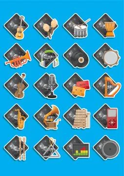Collection Of Music Instruments 库存插图