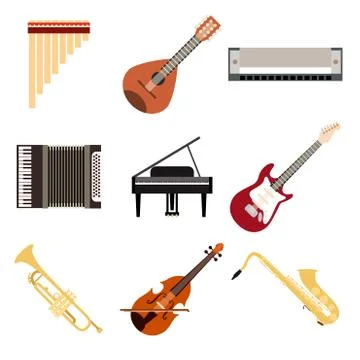 Collection of musical instruments Stock Illustration