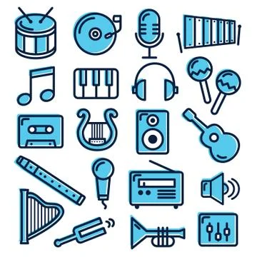 Collection of musical instruments Stock Illustration