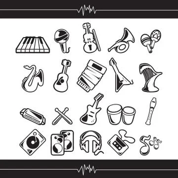 Collection of musical instruments Stock Illustration
