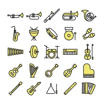 Collection of musical instruments 库存插图