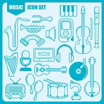 Collection of musical instruments Stock Illustration