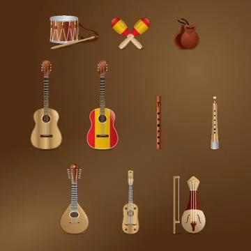 Collection Of Musical Instruments イラスト素材
