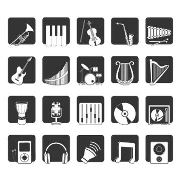 Collection Of Musical Instruments 库存插图