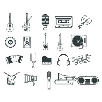Collection Of Musical Instruments Stock Illustration