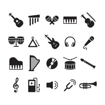 Collection Of Musical Instruments 库存插图