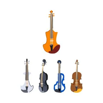 Collection of musical string instruments different designs Ilustración de archivo