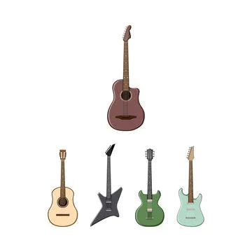 Collection of musical string instruments for melody and rhythm Ilustración de archivo