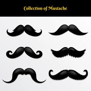 Collection of mustache vector illustration. Pack of moustache with 3d style. Stock Illustration