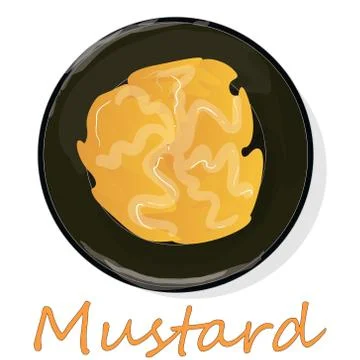 Collection of mustard vector illustrations: mustard seeds, flower, leaves and Stock Illustration