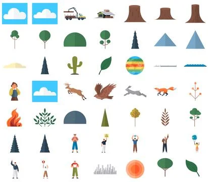 Collection of Nature and Outdoor Elements Ideal for Multiple Themes Stock Illustration