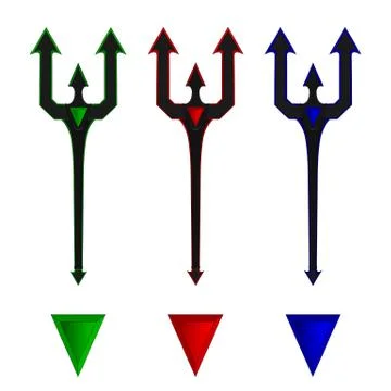 Collection of Neptune Trident. Cartoon Devil's Weapon. Vector illustration. Stock Illustration