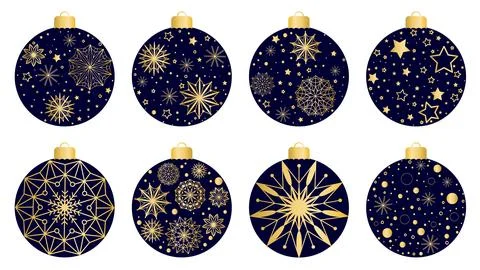 Collection of New Year tree balls Stock Illustration