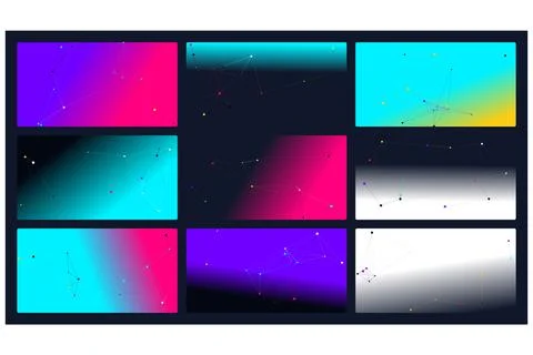 A collection of nine abstract digital background panels featuring colorful .. 스톡 일러스트