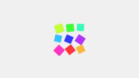 A collection of nine vibrant multicolored squares arranged in a grid pattern 库存影片 335117285