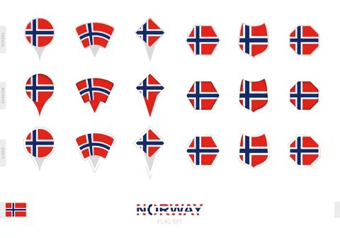 Collection of the Norway flag in different shapes and with three different .. Illustrazione stock