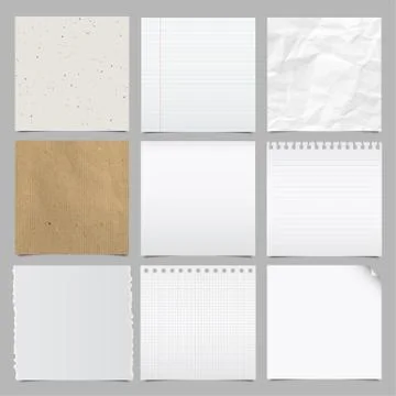 Collection of note papers background. Stock Illustration